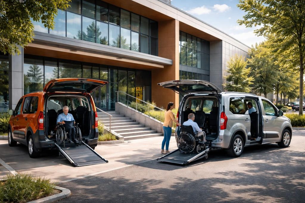 Solutions de transport universel avec véhicules PMR adaptés Peugeot Rifter et Opel Combo Life