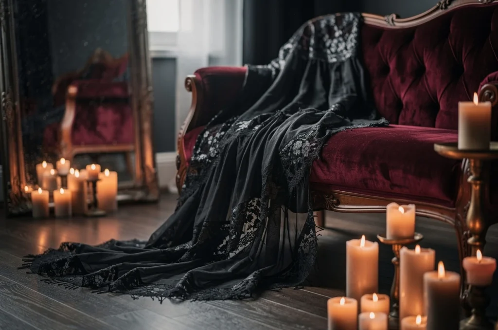 Boudoir ténébreux : associer velours, dentelle et jupes gothiques dans votre univers déco